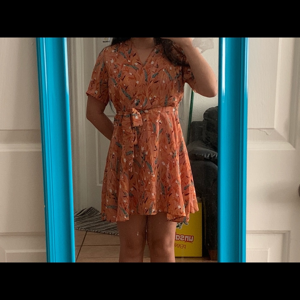 Orange wrap dress